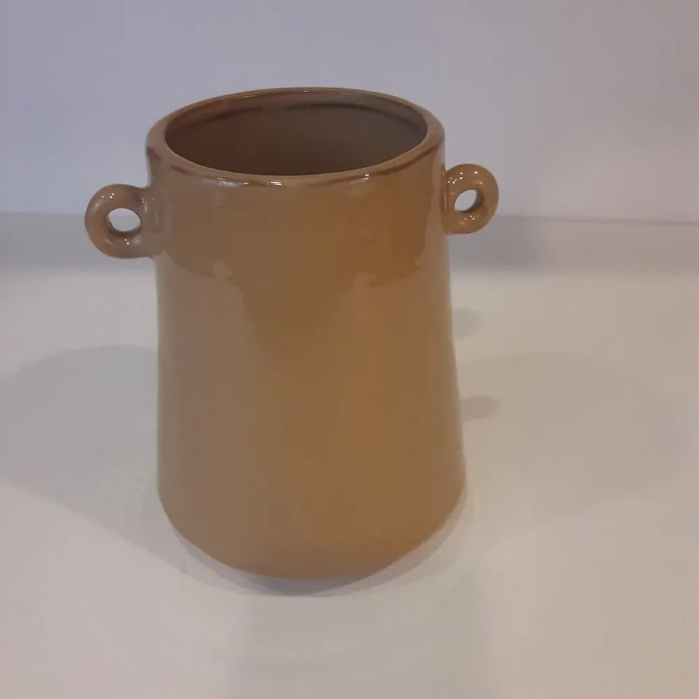Stoneware Vase/ CrockDistressed Rim Masculine Mixed Decor